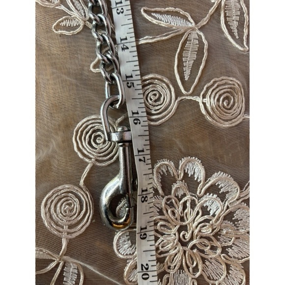 4 piece Black Leather & Metal, Bra Top, Garter, Whip and Chain, Silver Accents - Picture 15 of 17